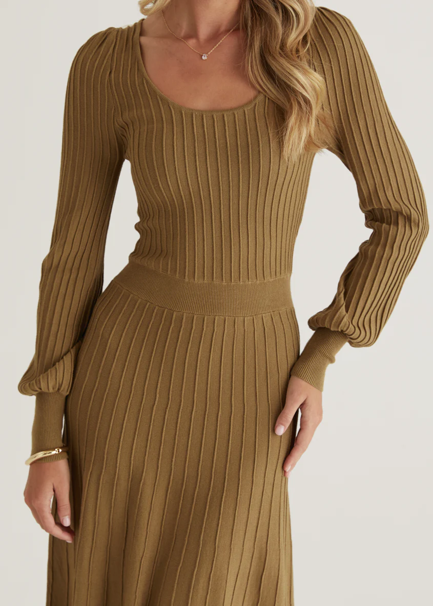 Orlah Knit Midi Dress - Moss Green - Image 8