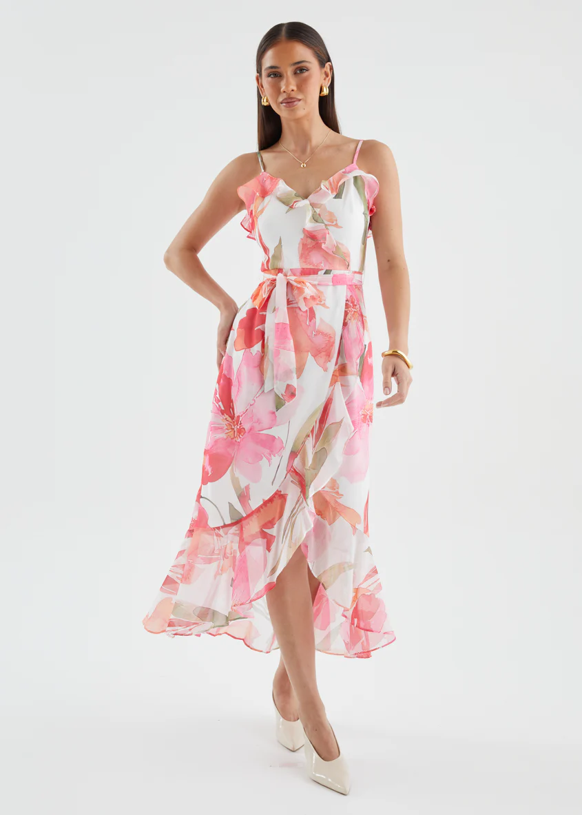 Paityn Midi Dress - Pink Flowers - Image 2