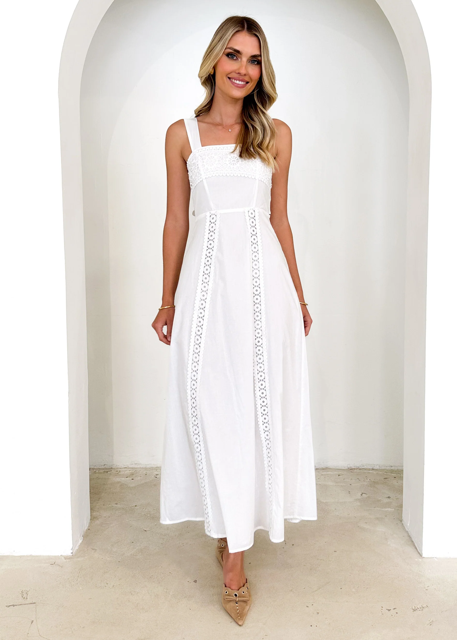 Palace Maxi Dress - Off White - Image 6