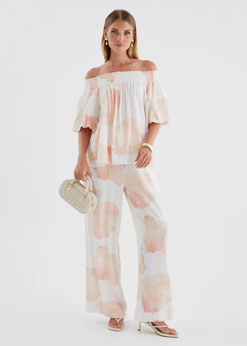 Palomah Off Shoulder Top - Peach Shell - Image 3