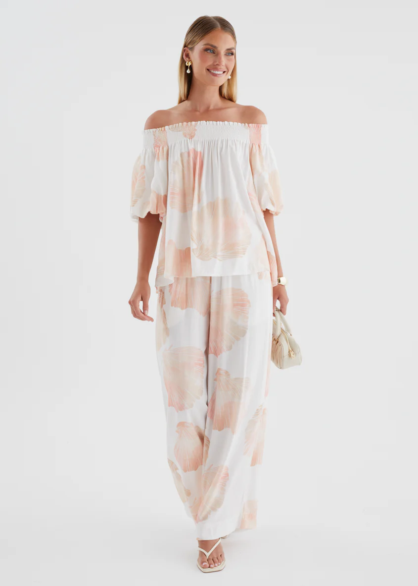 Palomah Off Shoulder Top - Peach Shell - Image 6