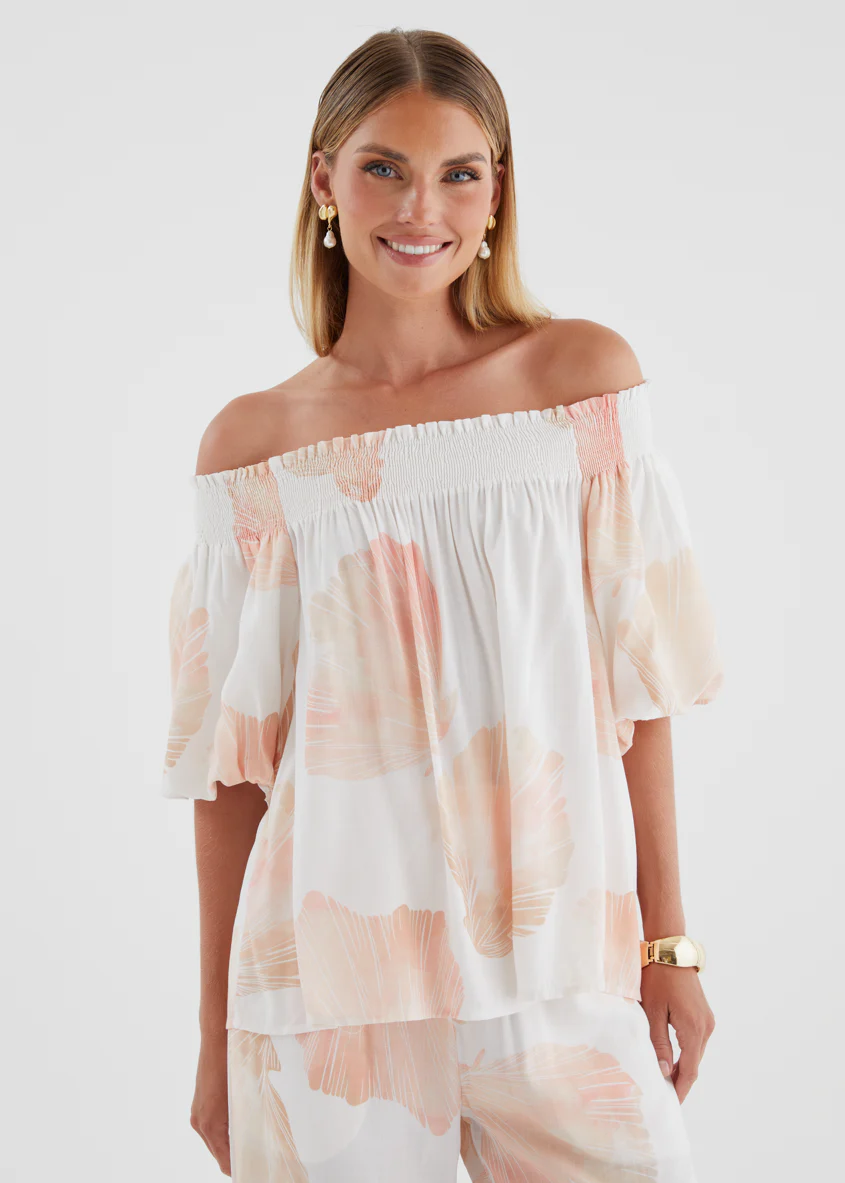 Palomah Off Shoulder Top - Peach Shell - Image 7