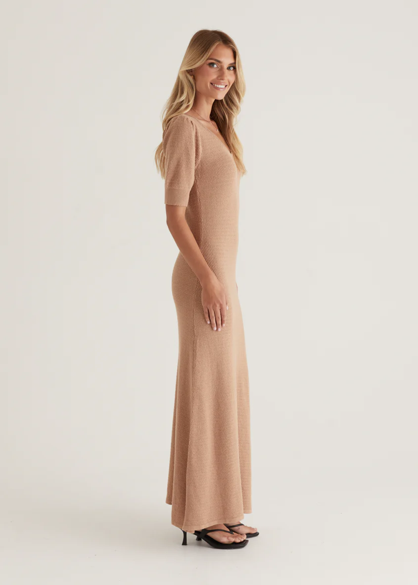 Paulette Knit Maxi Dress - Camel - Image 13