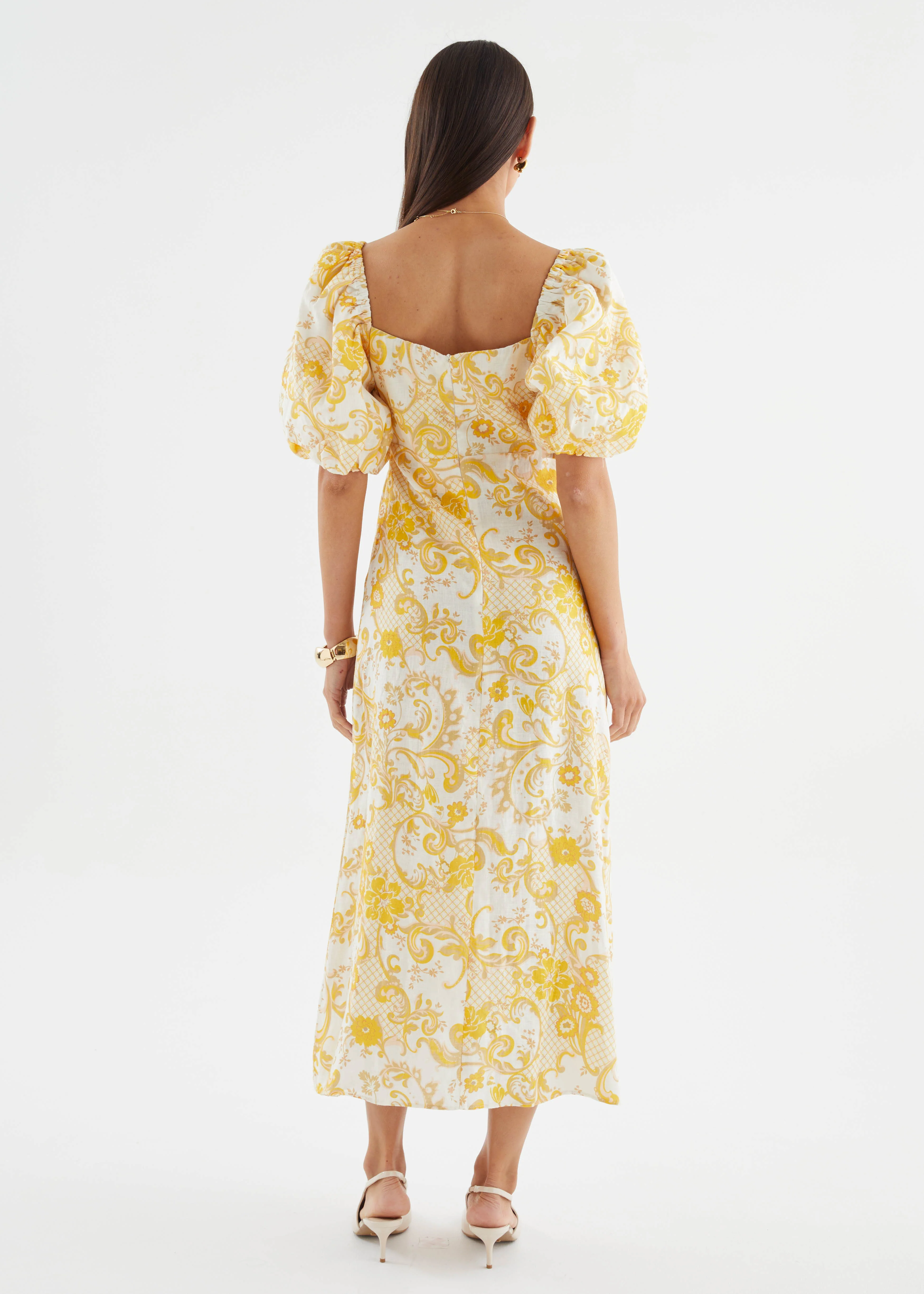 Polina Linen Midi Dress - Pineapple Paisley - Image 8