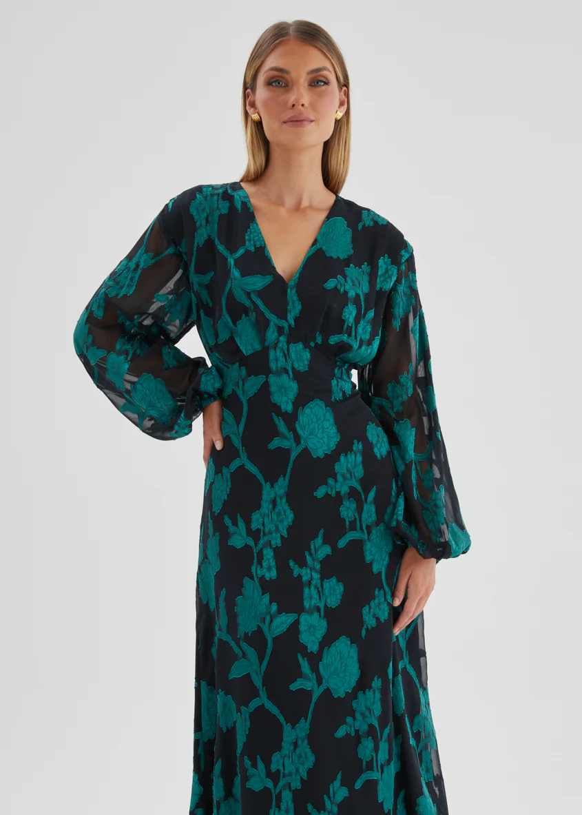 Primavera Maxi Dress - Emerald Floral - Image 4