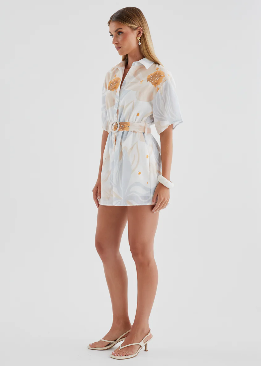 Priscella Playsuit - Apricot Blue Floral - Image 6