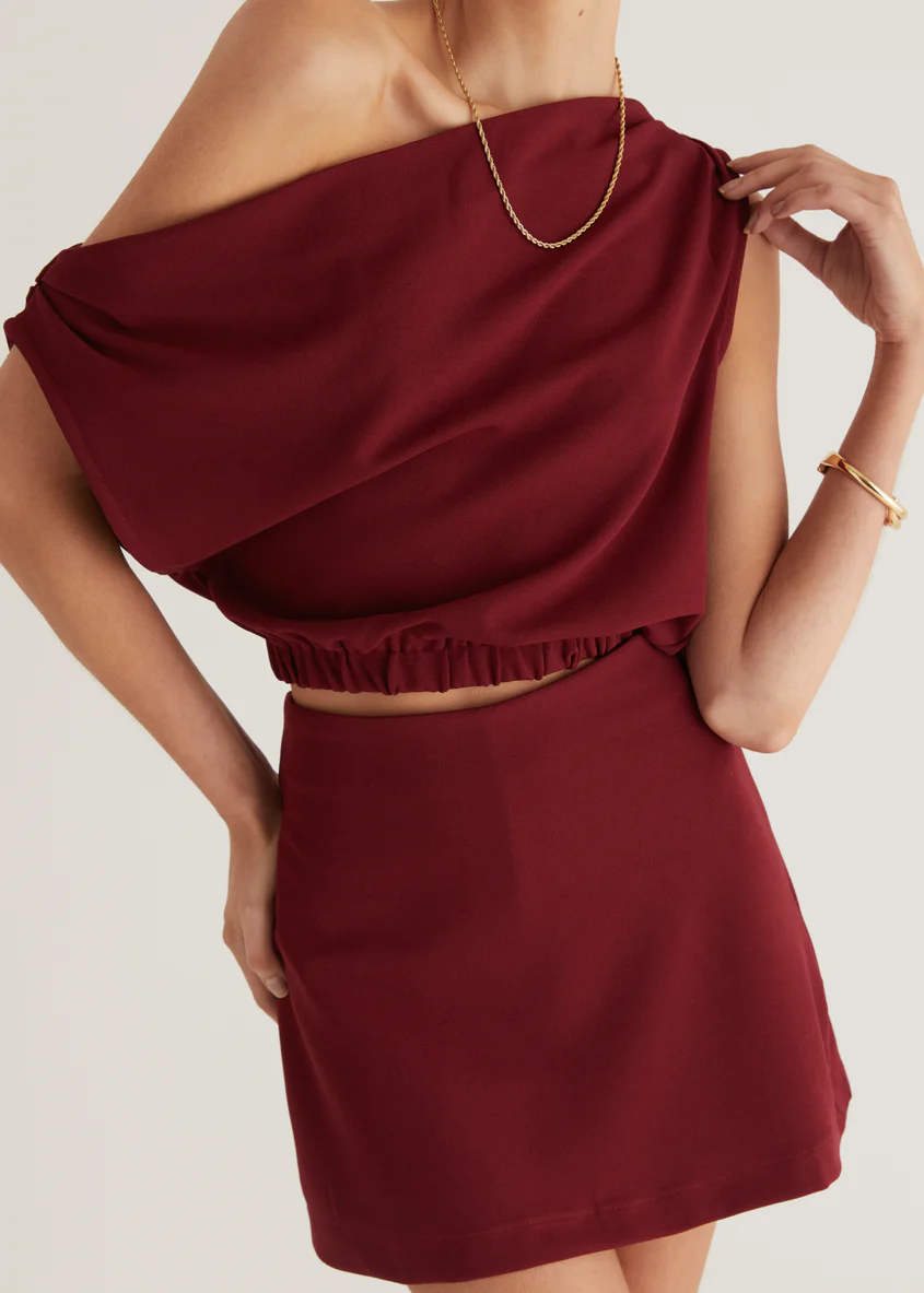 Priya Drop Shoulder Crop - Wine - Image 12