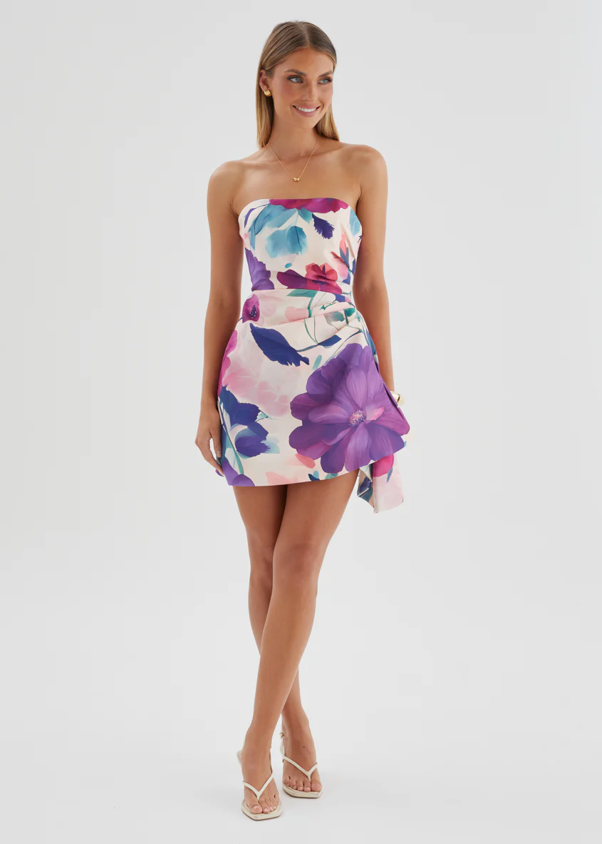 Prunella Strapless Dress - Mauve Floral - Image 2