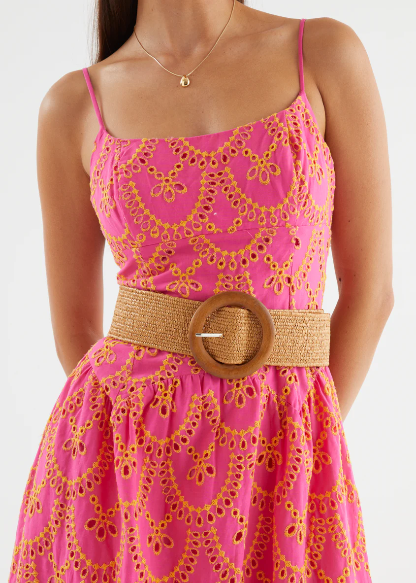 Purila Maxi Dress - Pink Embroidered - Image 14