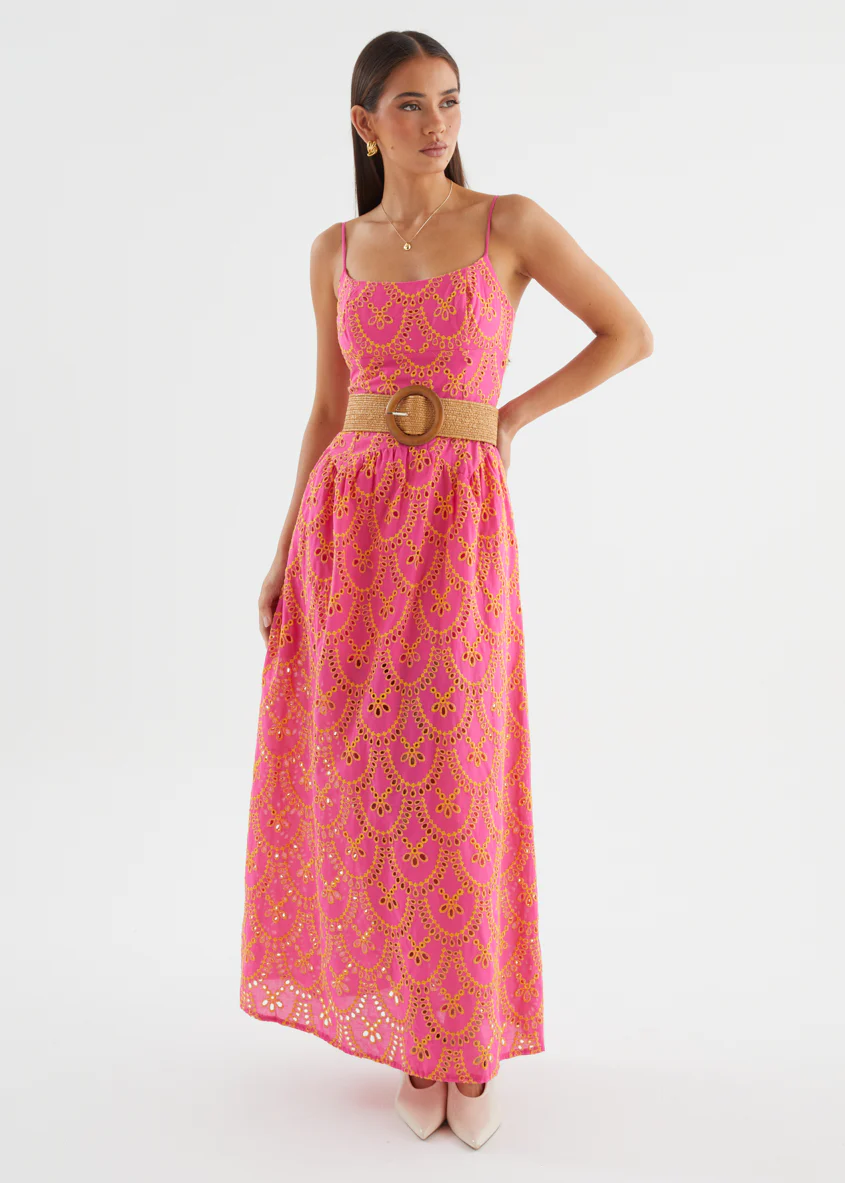 Purila Maxi Dress - Pink Embroidered - Image 6
