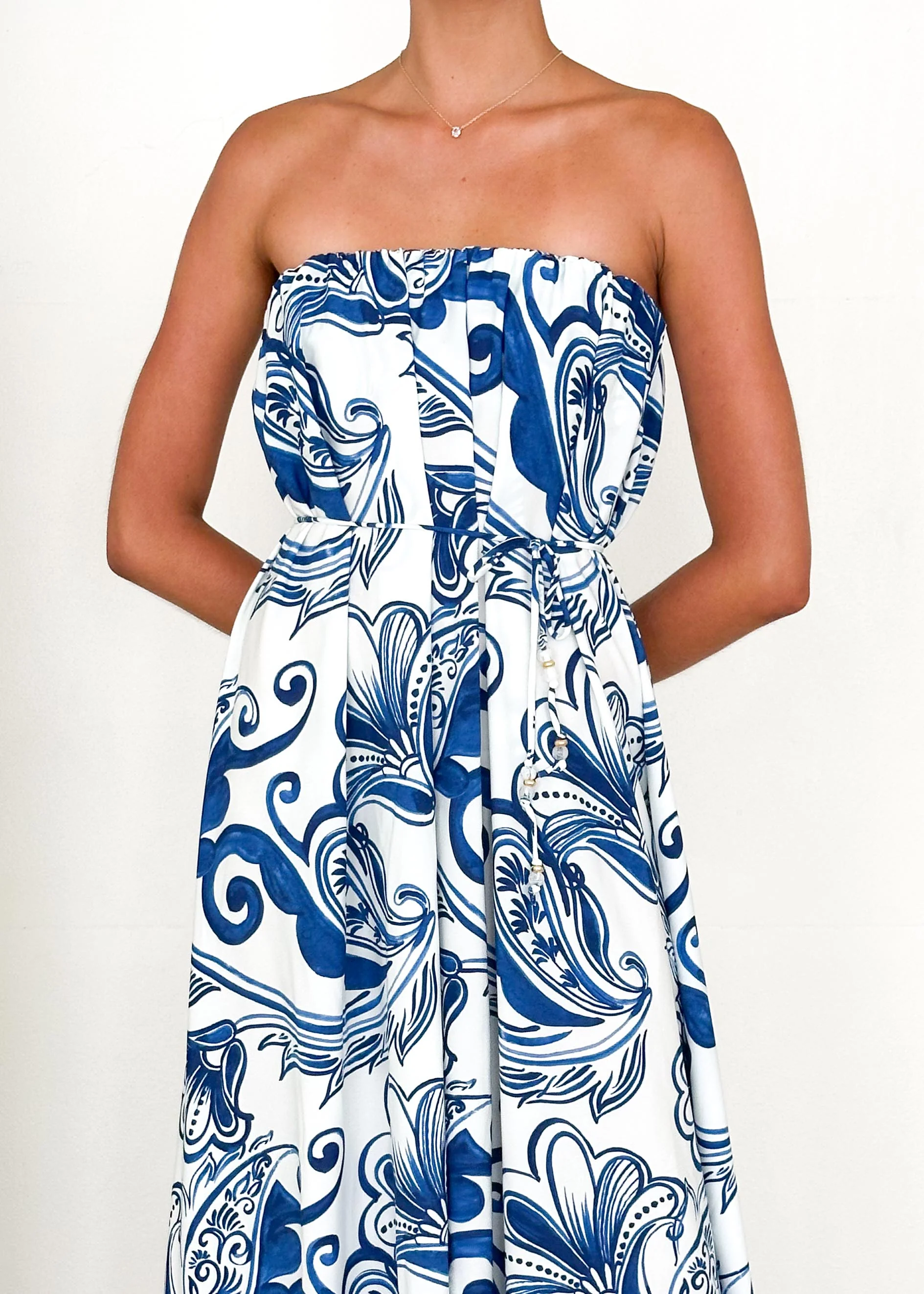 Rabiah Strapless Maxi Dress - Blue Paisley - Image 6