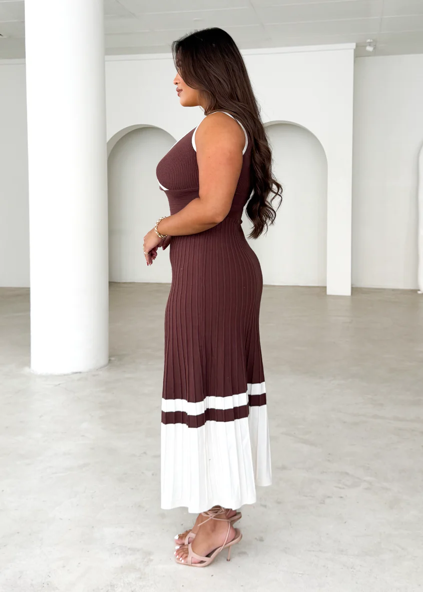 Radiate Knit Midi Dress - Chocolate - Image 3