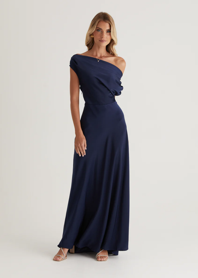 Rae Off Shoulder Maxi Dress - Navy - Image 4