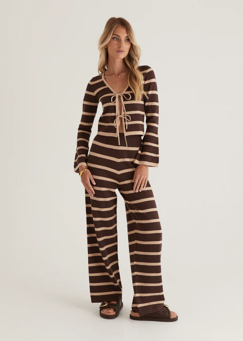 Rayla Knit Pants - Choc Stripe - Image 2
