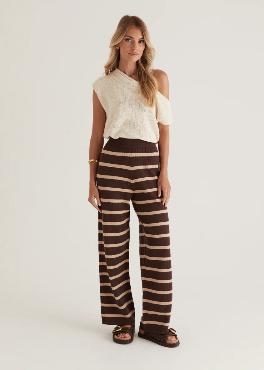 Rayla Knit Pants - Choc Stripe - Image 5