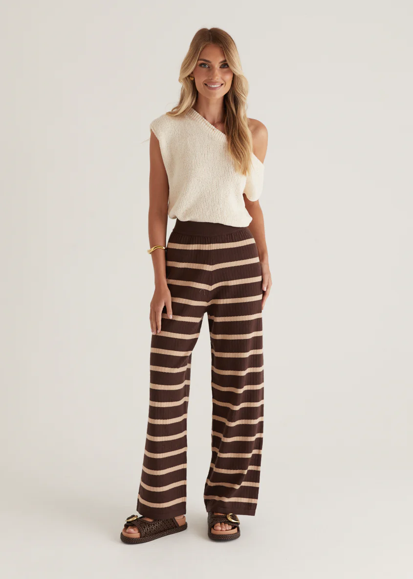 Rayla Knit Pants - Choc Stripe - Image 6