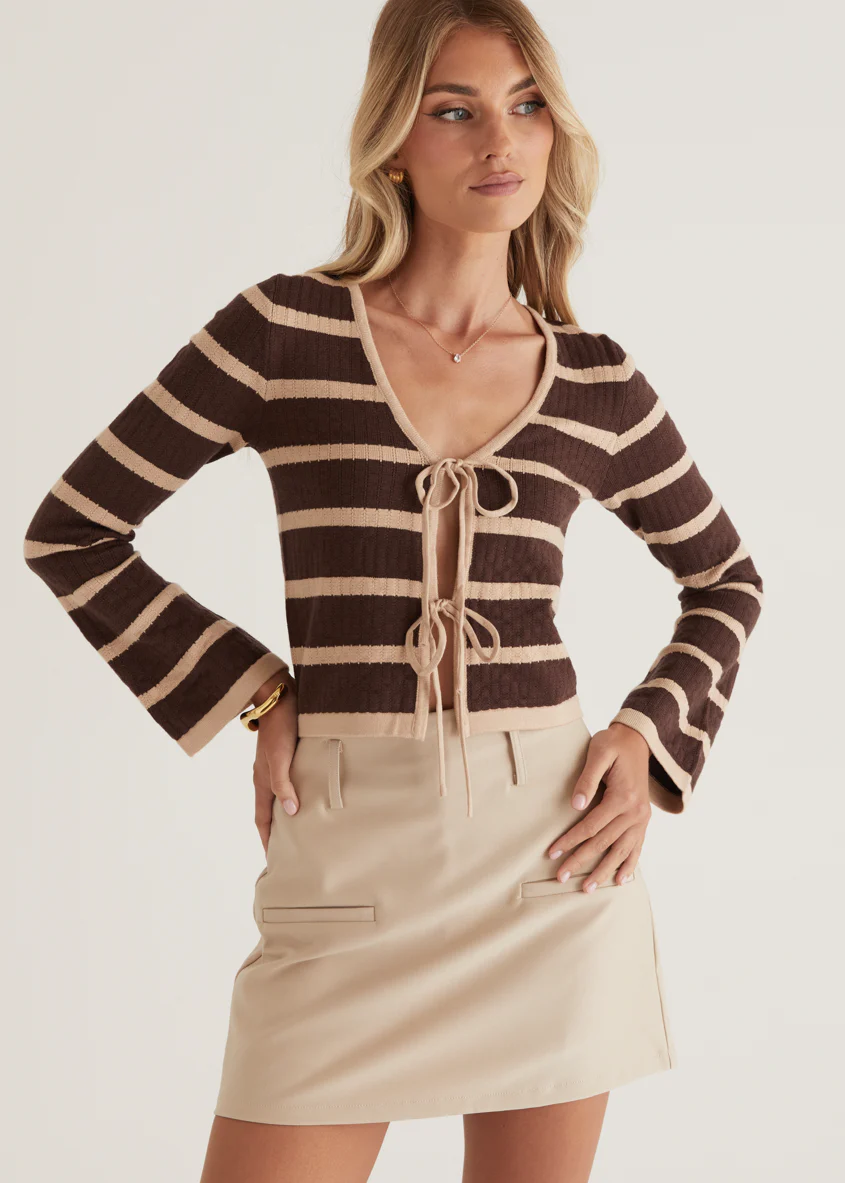 Rayla Knit Top - Choc Stripe - Image 6
