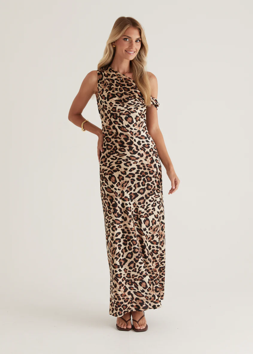 Reiko Drop Shoulder Maxi Dress - Leopard - Image 6