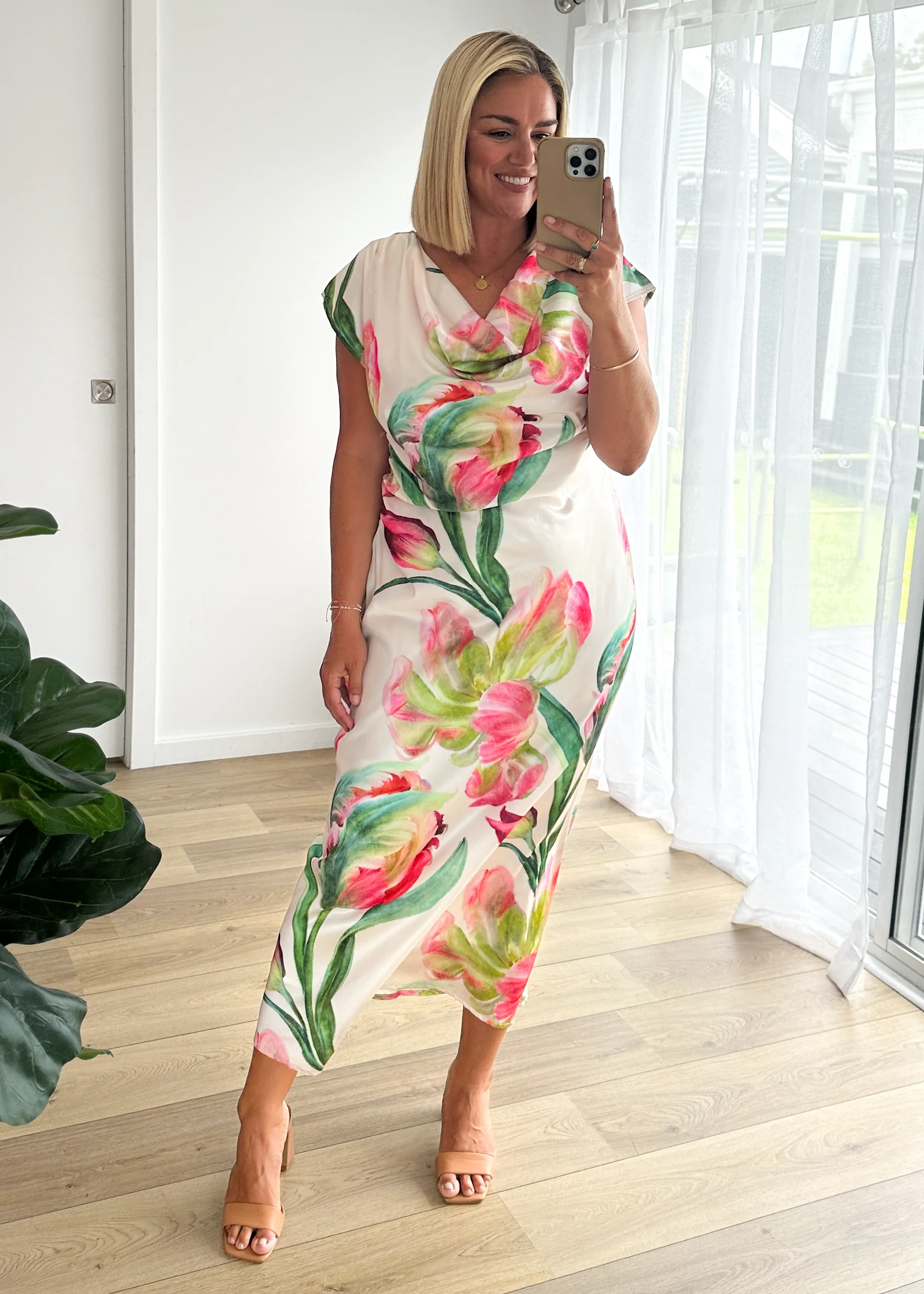 Remi Floral Midi Dress - Pink Orchid - Image 6