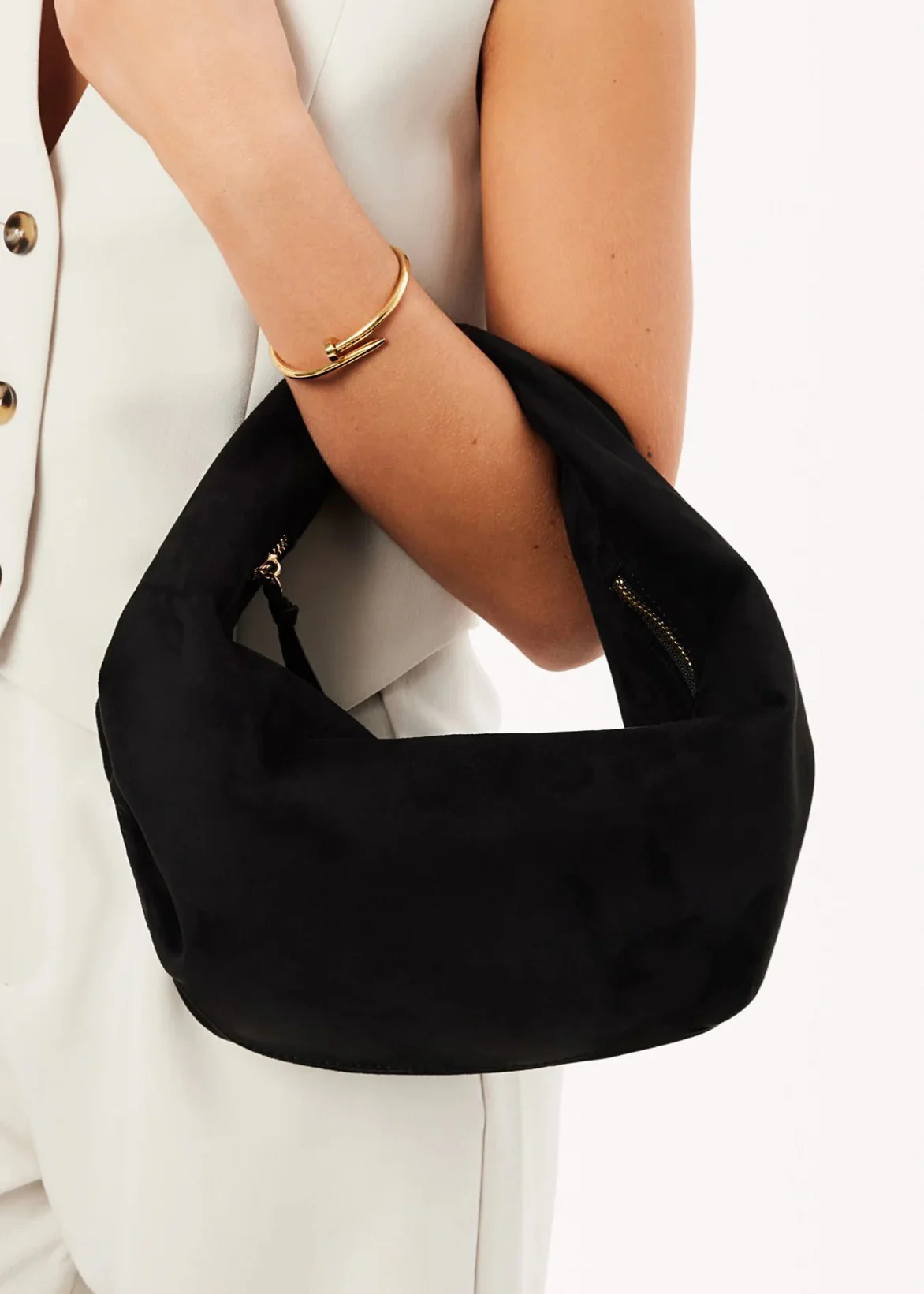 Renee Shoulder Bag - Black Suede - Image 3