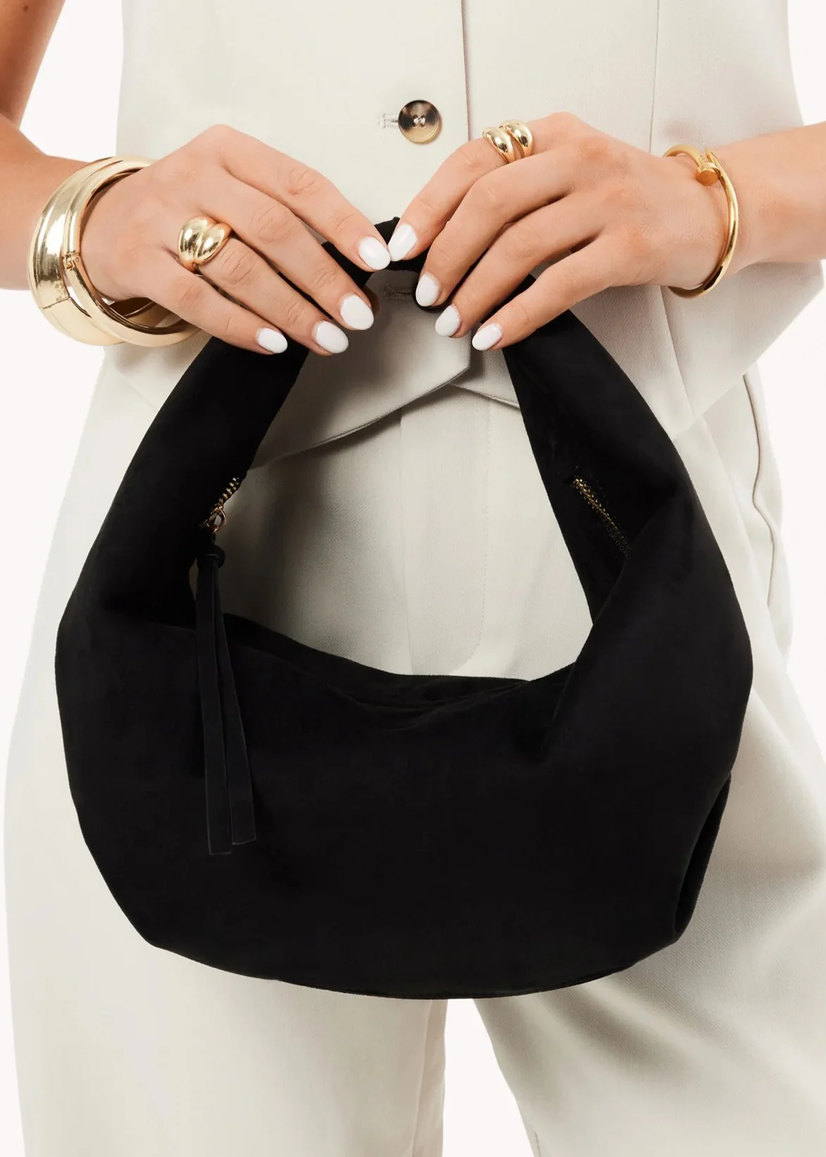 Renee Shoulder Bag - Black Suede - Image 4