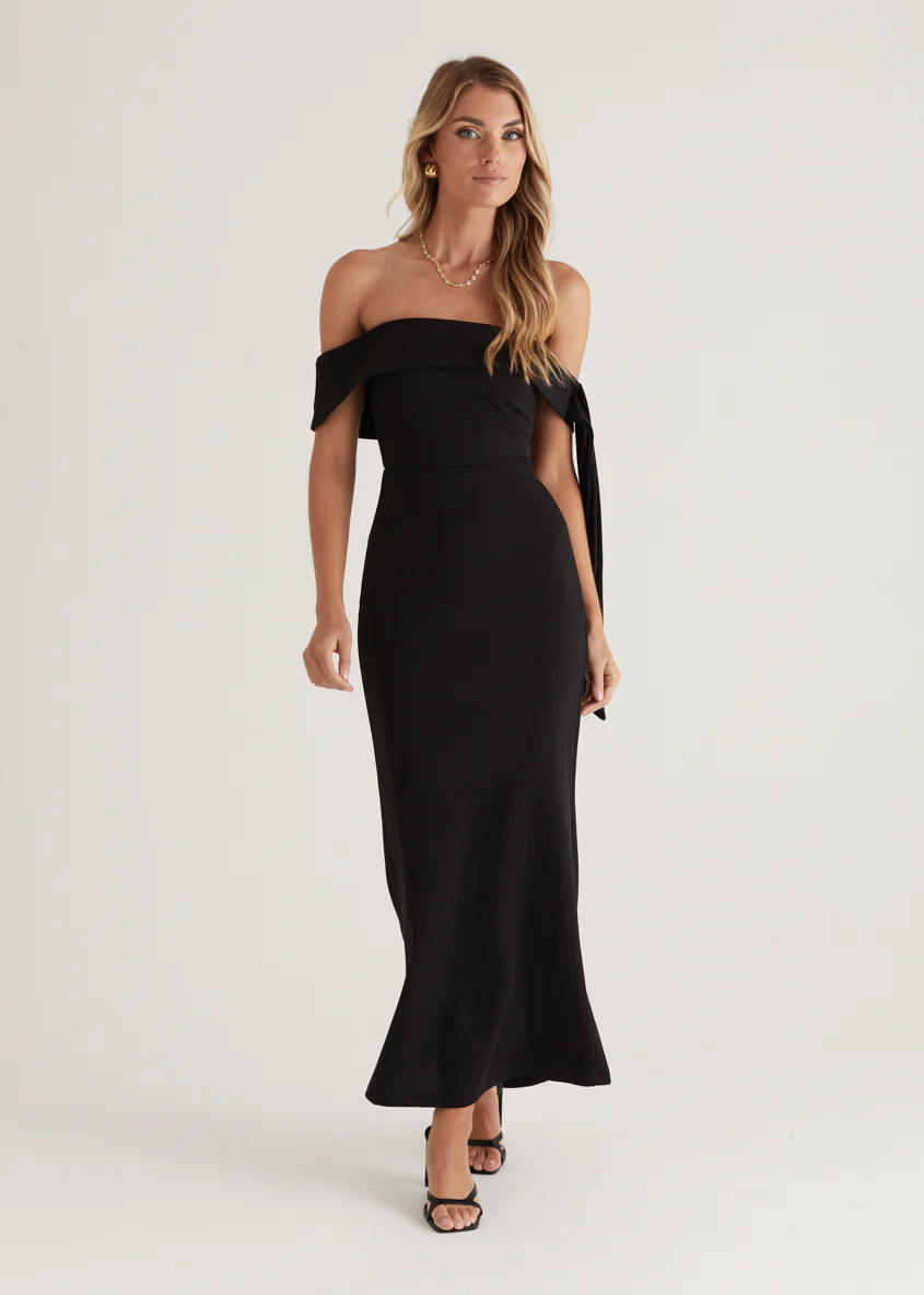 Renia Off Shoulder Maxi Dress - Black - Image 4
