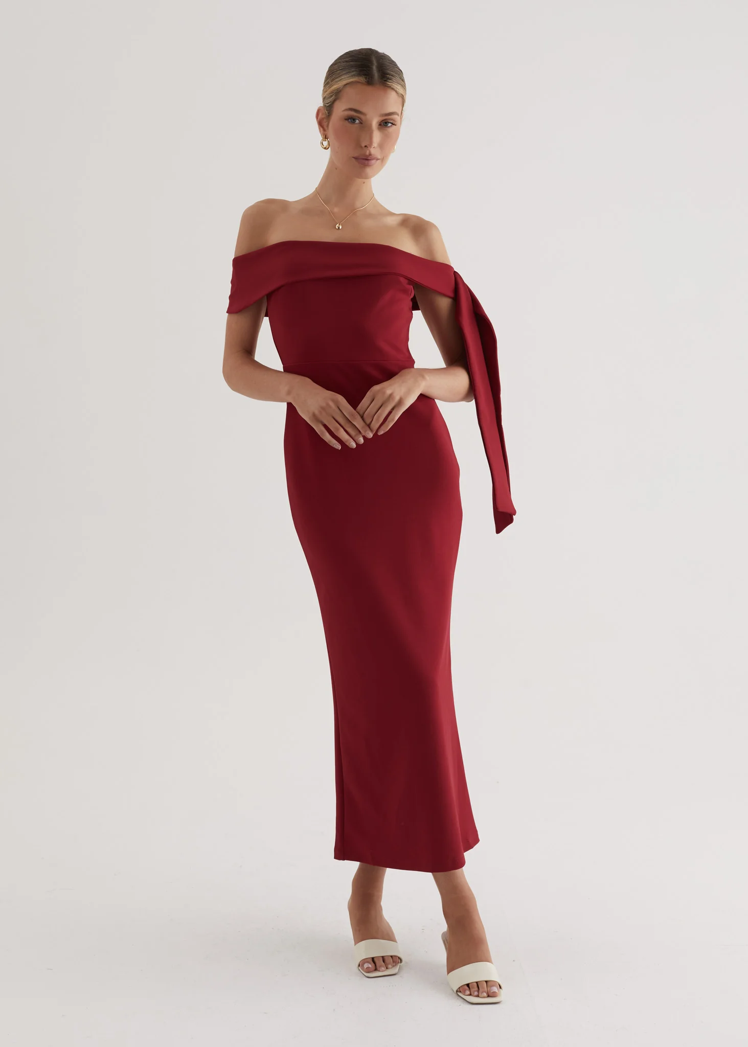 Renia Off Shoulder Maxi Dress - Cherry - Image 7