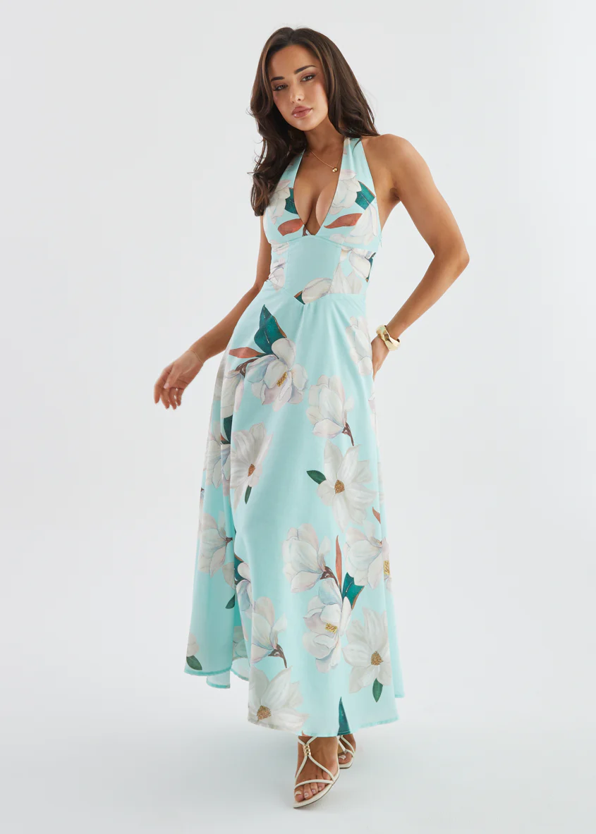 Ricky Halter Maxi Dress - Mint Floral - Image 3