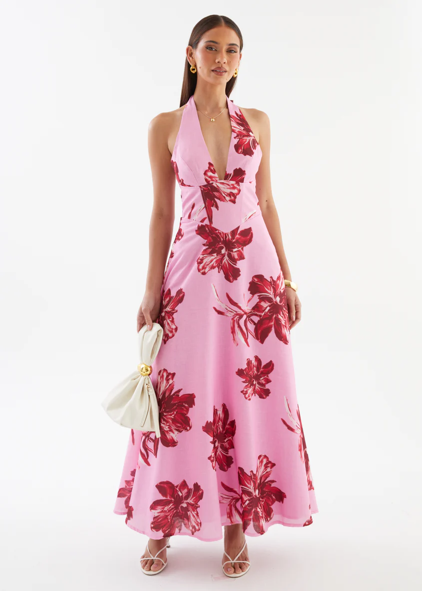 Ricky Halter Maxi Dress - Red Flowers - Image 3