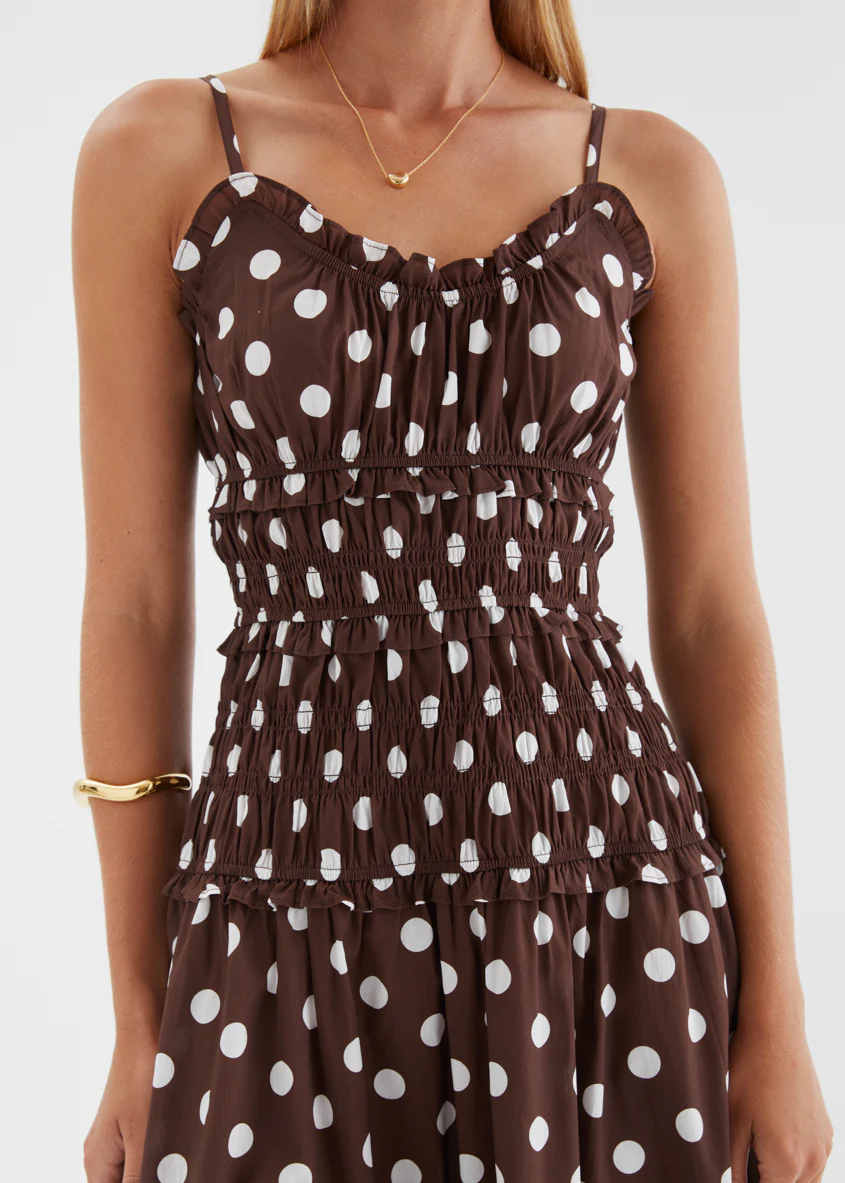 Rihana Maxi Dress - Chocolate Polka - Image 8