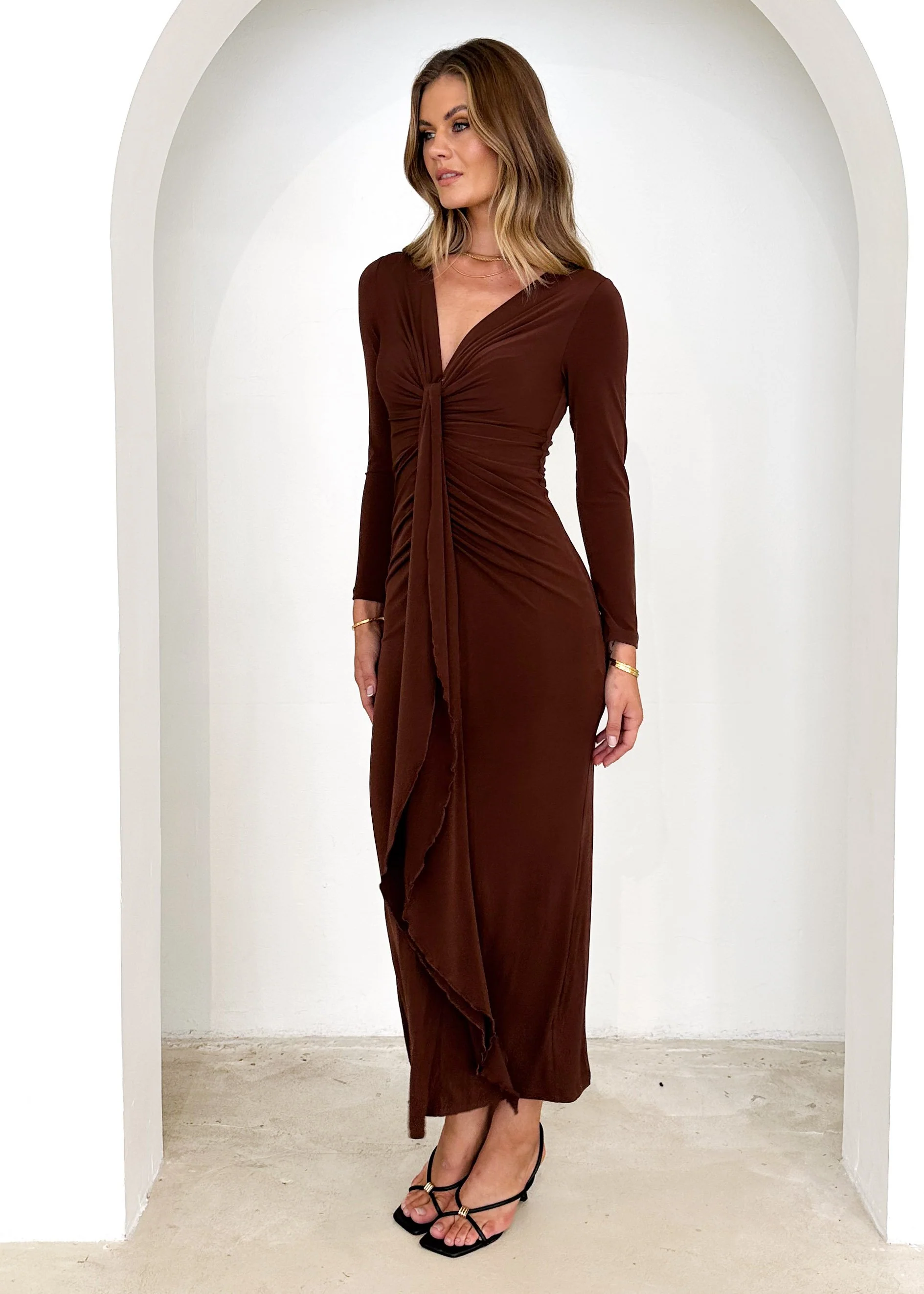 Riley Maxi Dress - Chocolate - Image 4