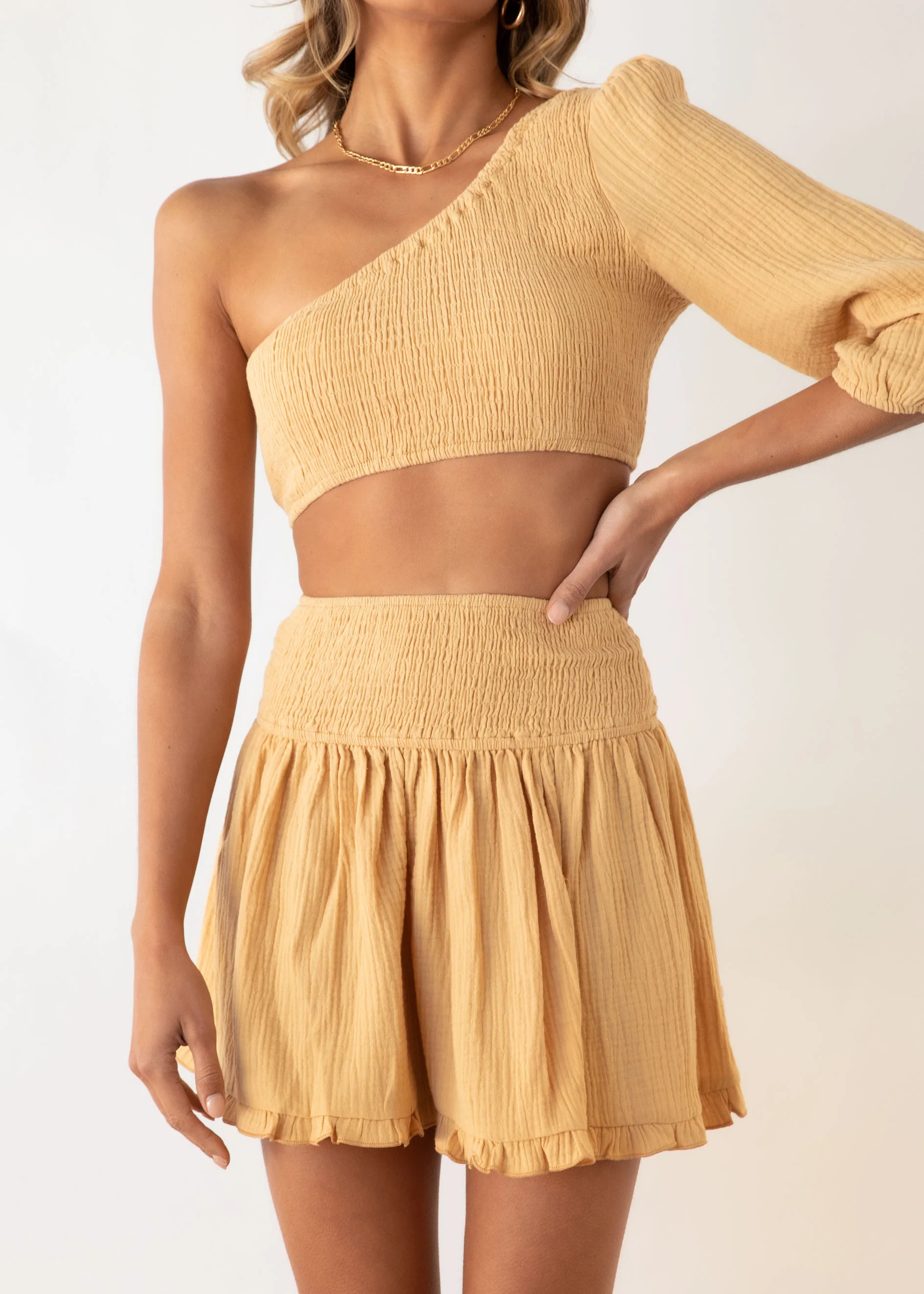 Rohana One Shoulder Crop - Mustard - Image 15