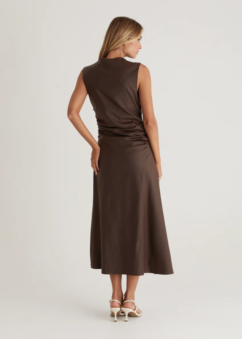 Romella Coated Midi Dress - Chocolate - Image 9