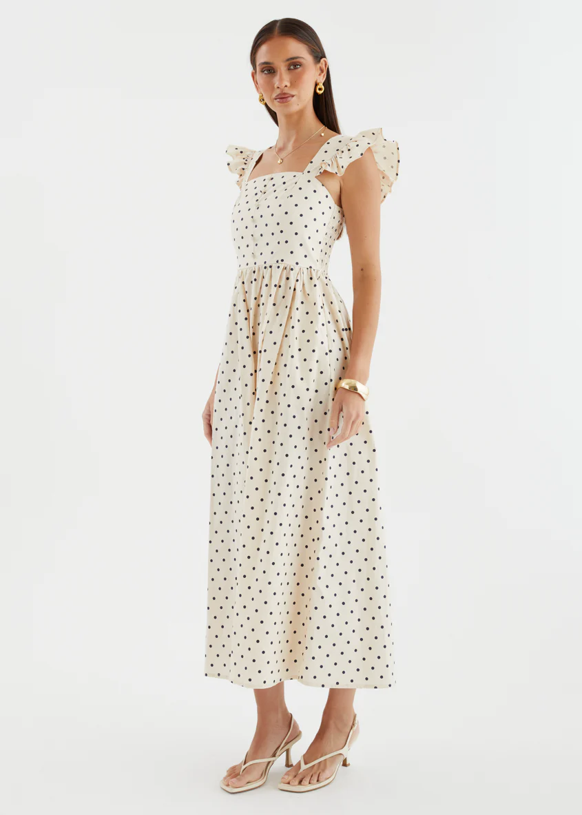 Ryanna Midi Dress - Beige Polka Dot - Image 9