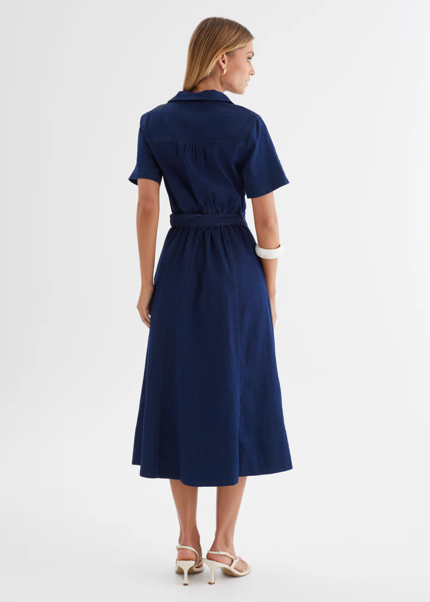 Ryrie Denim Midi Dress - Indigo - Image 7