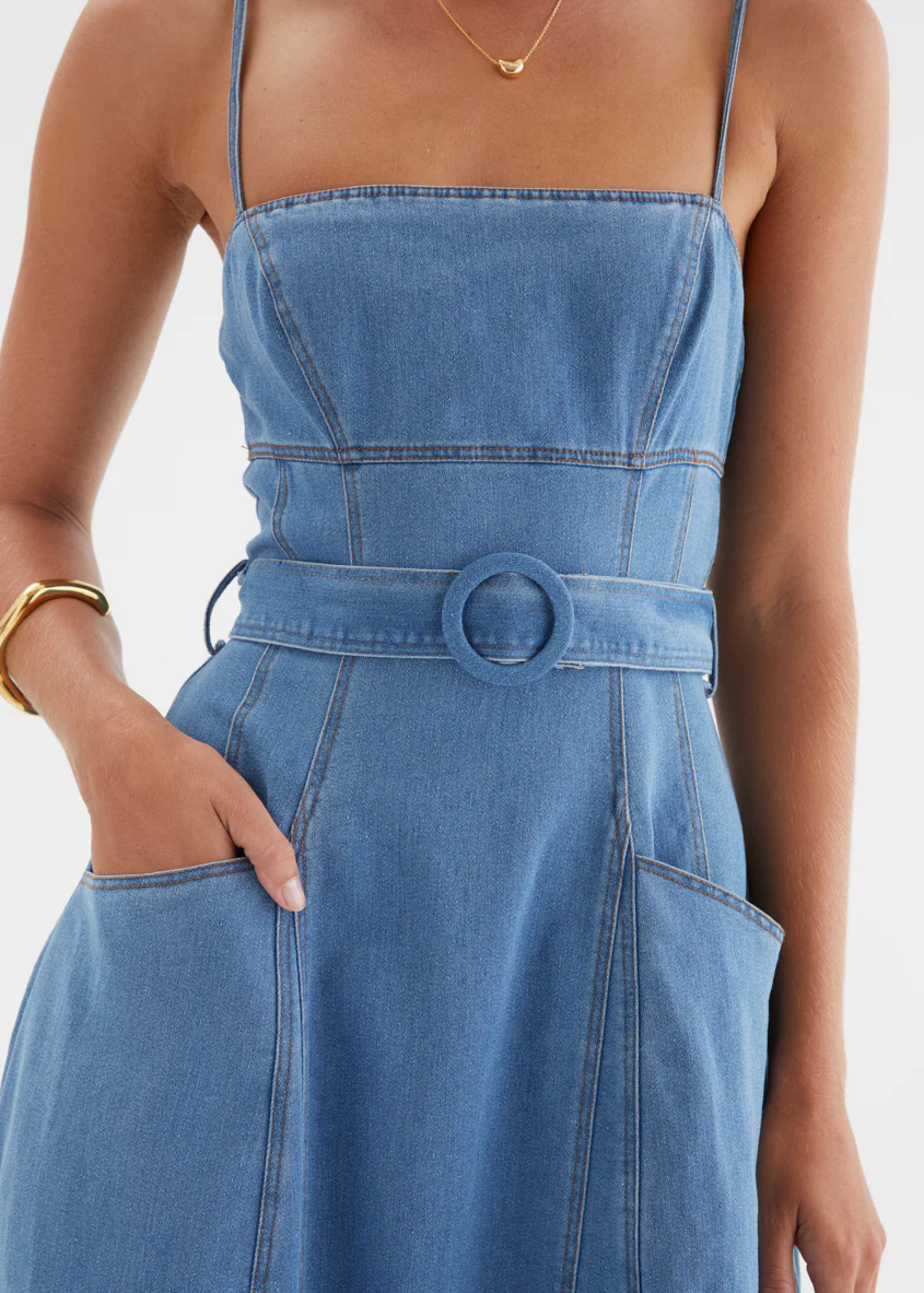 Sabar Denim Maxi Dress - Mid Blue - Image 9