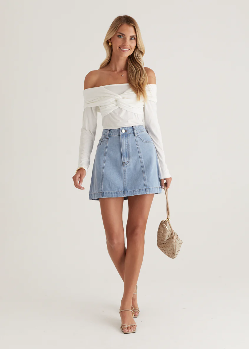 Sabine Denim Skirt - Light Blue - Image 10