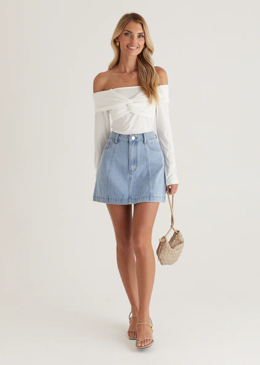 Sabine Denim Skirt - Light Blue - Image 12