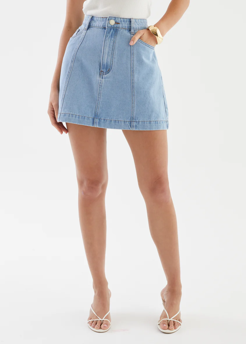 Sabine Denim Skirt - Light Blue - Image 5