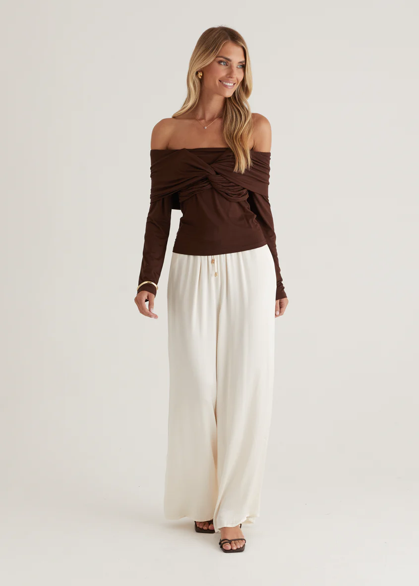 Saira Jersey Top - Chocolate - Image 5