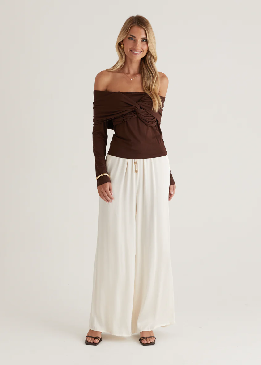 Saira Jersey Top - Chocolate - Image 6