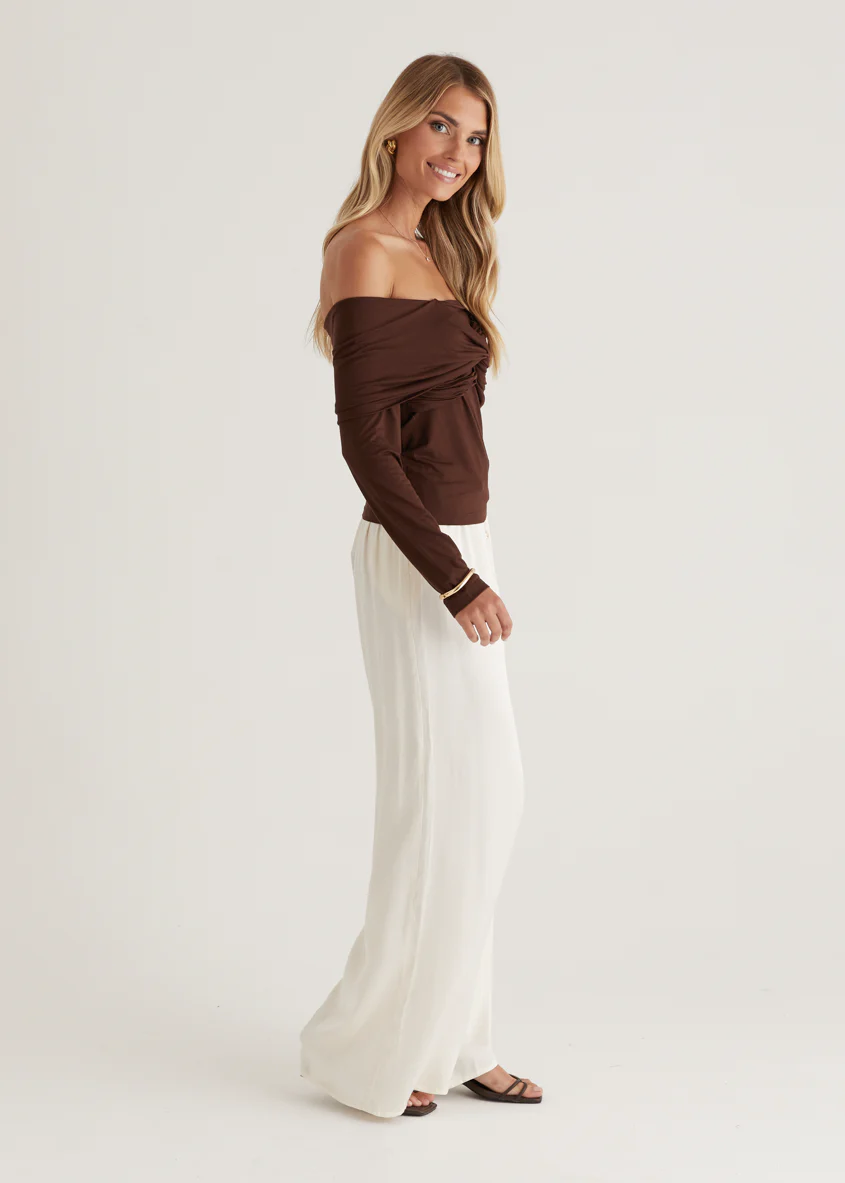 Saira Jersey Top - Chocolate - Image 7