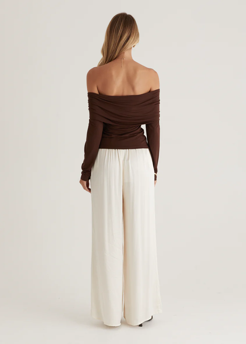 Saira Jersey Top - Chocolate - Image 8