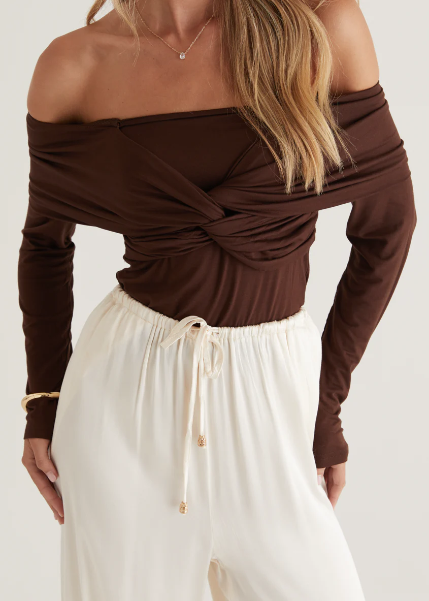 Saira Jersey Top - Chocolate - Image 9