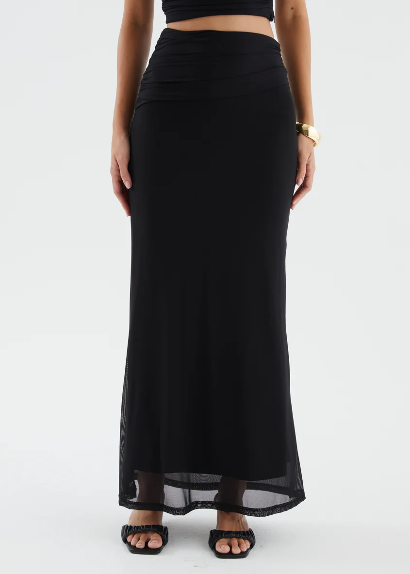 Santanna Mesh Maxi Skirt - Black - Image 10
