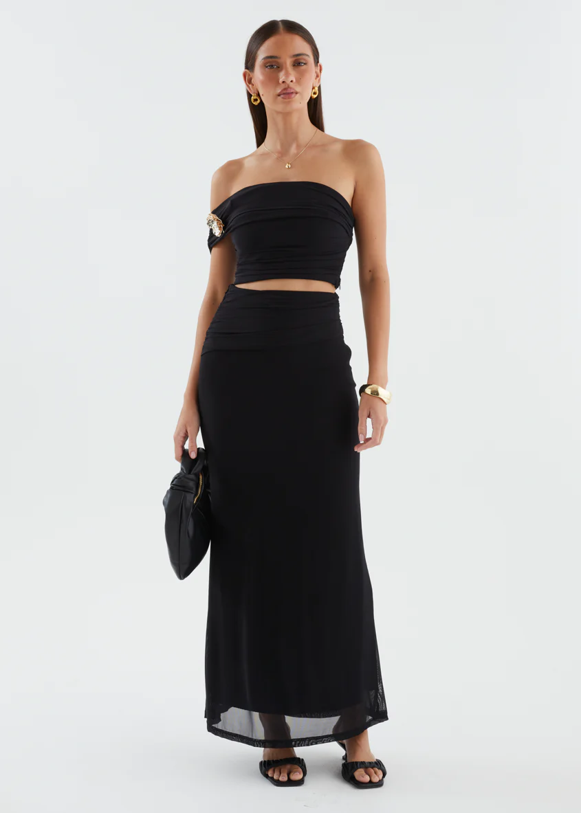 Santanna Mesh Maxi Skirt - Black - Image 4