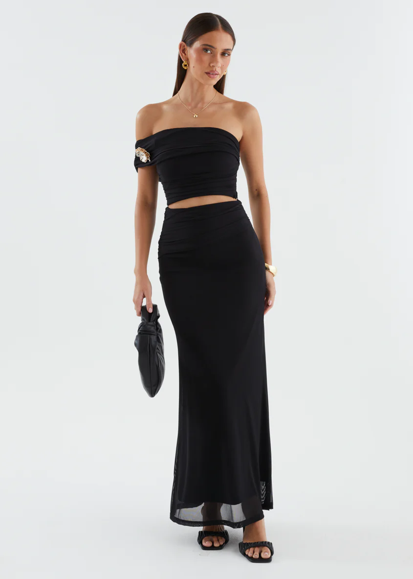 Santanna Mesh Maxi Skirt - Black - Image 6