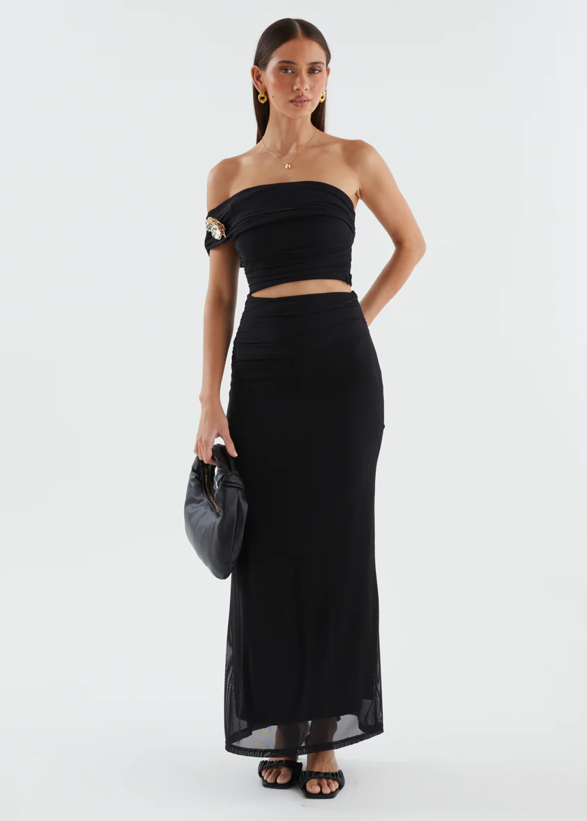 Santanna Mesh Maxi Skirt - Black - Image 7