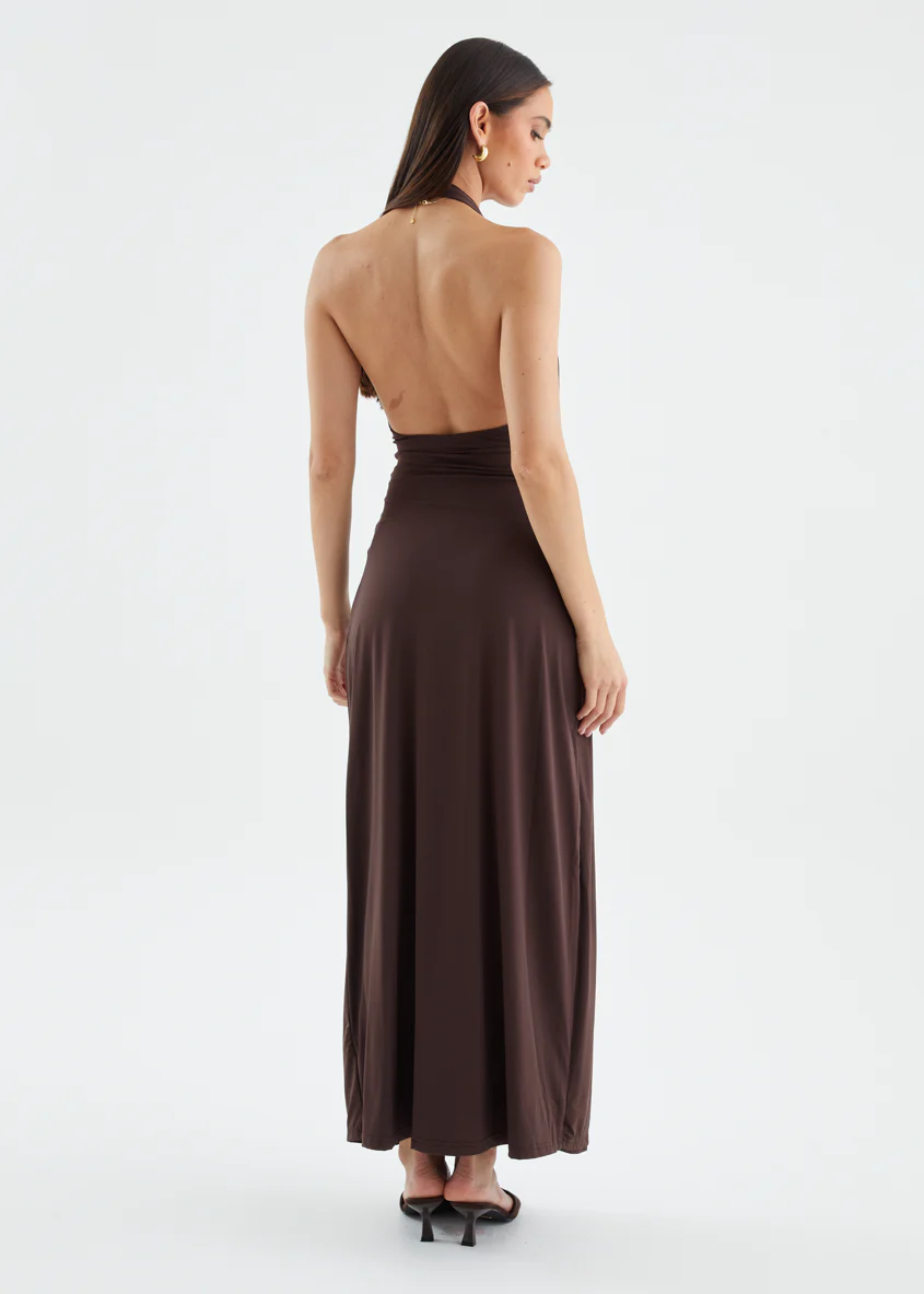 Saskie Halter Maxi Dress - Chocolate - Image 10