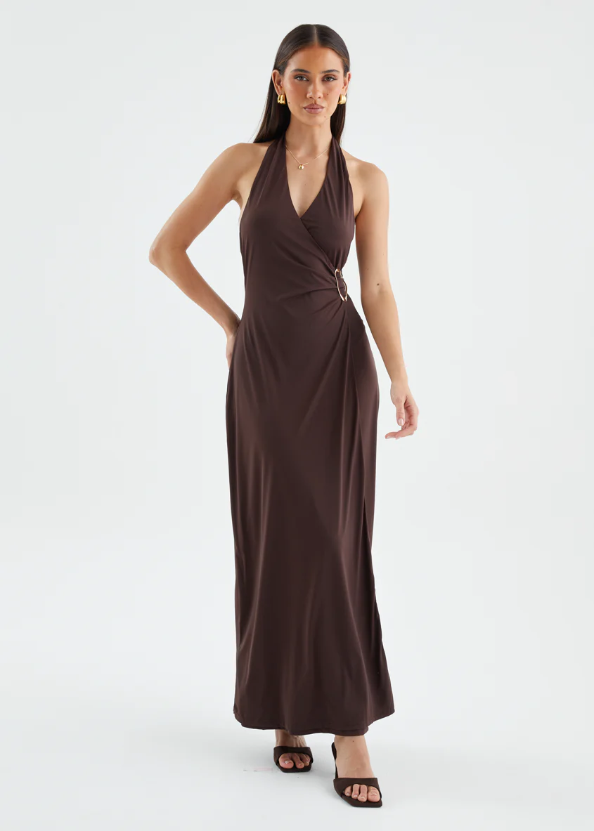 Saskie Halter Maxi Dress - Chocolate - Image 8